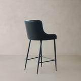 VICTOR Leather Counter Stool, Black, 65cm