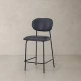 CLAPA Leather Counter Stool, Black, 65cm