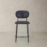 CLAPA Leather Counter Stool, Black, 65cm
