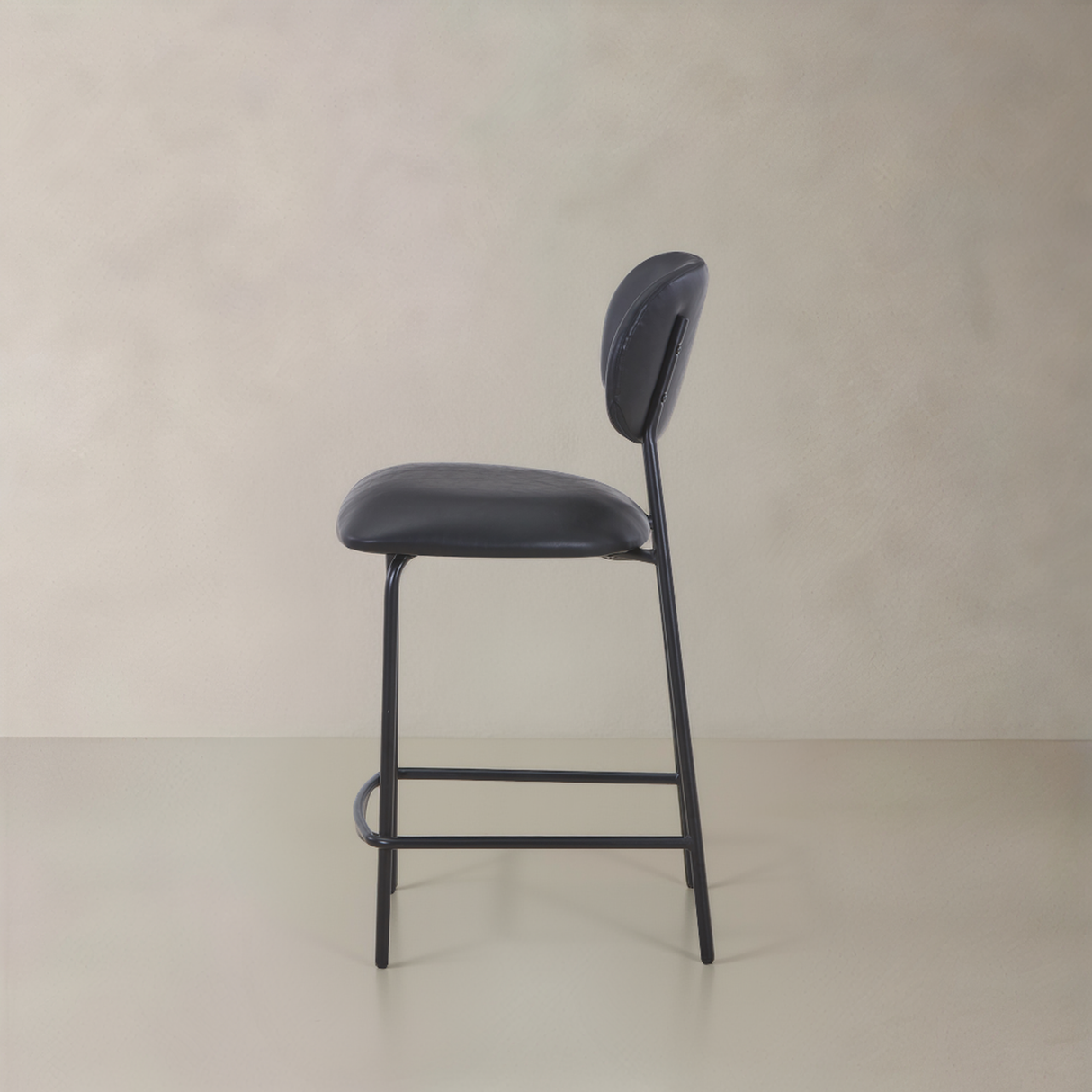 CLAPA Leather Counter Stool, Black, 65cm