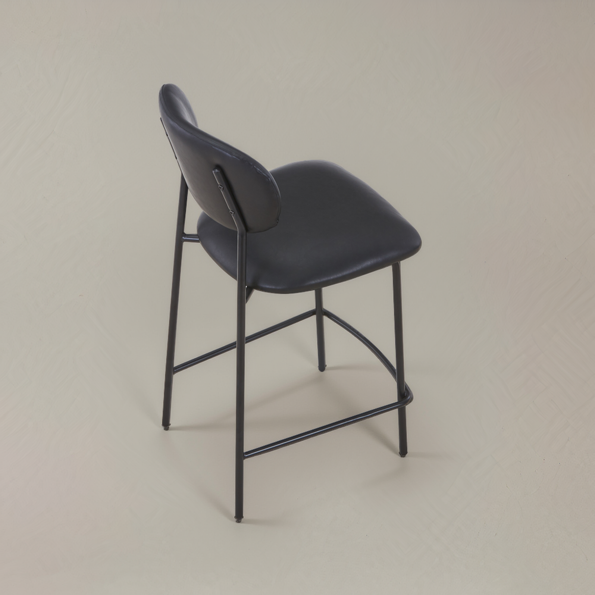 CLAPA Leather Counter Stool, Black, 65cm