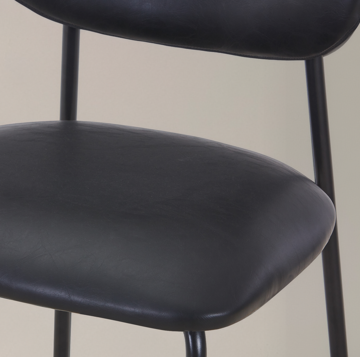 CLAPA Leather Counter Stool, Black, 65cm