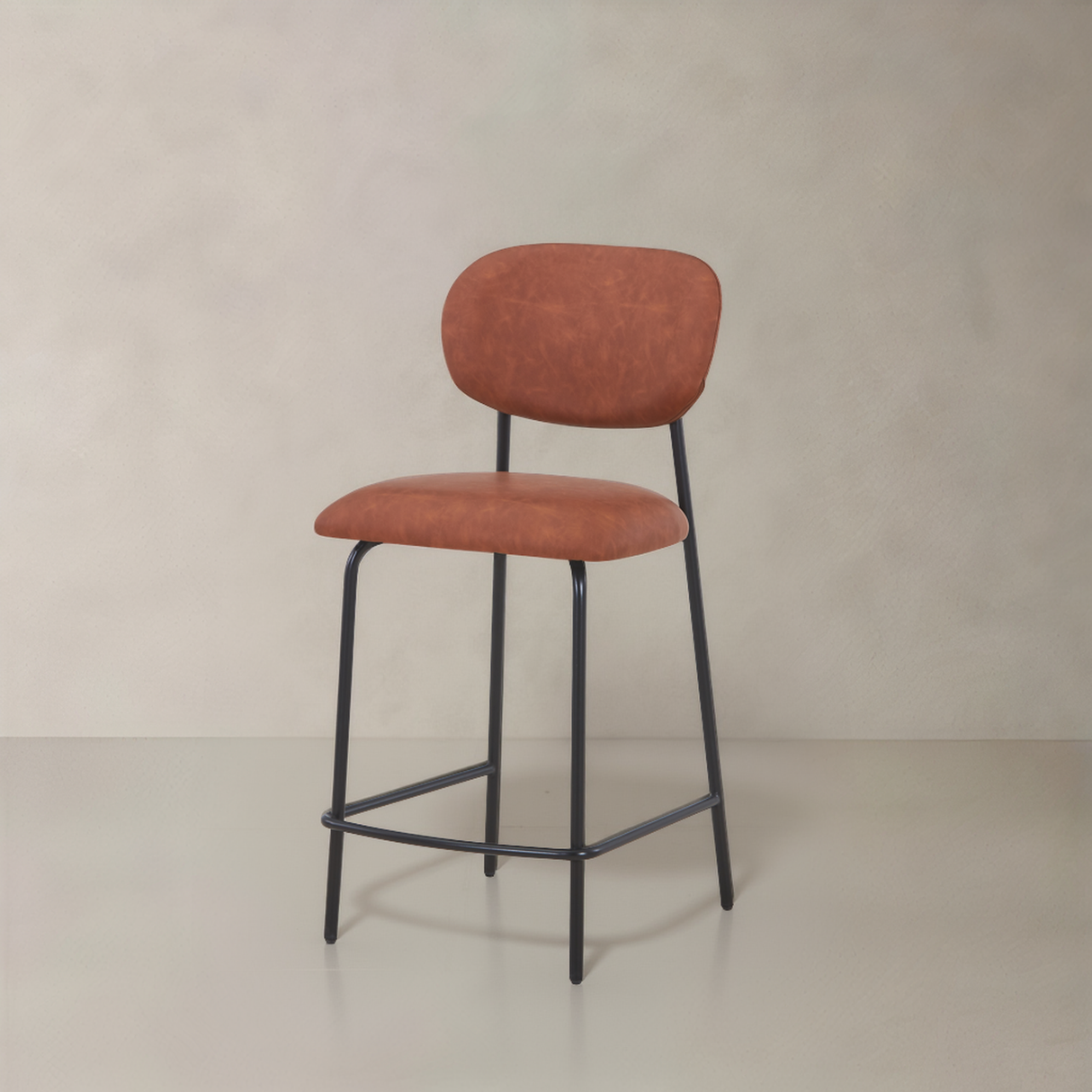 CLAPA Leather Counter Stool, Brown, 65cm