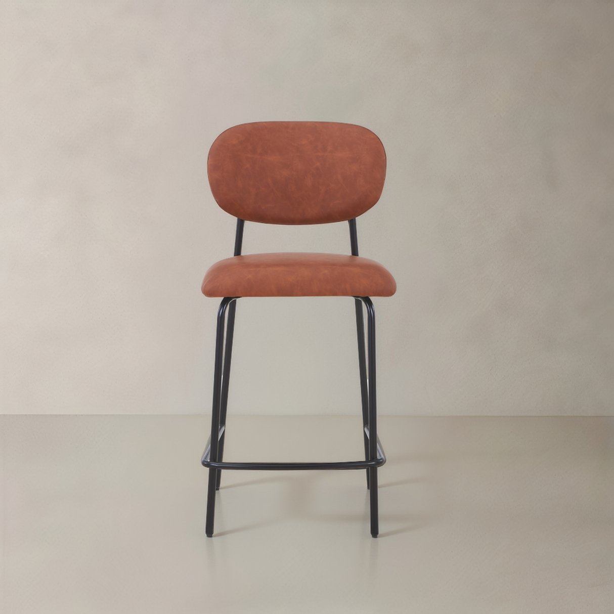 CLAPA Leather Counter Stool, Brown, 65cm