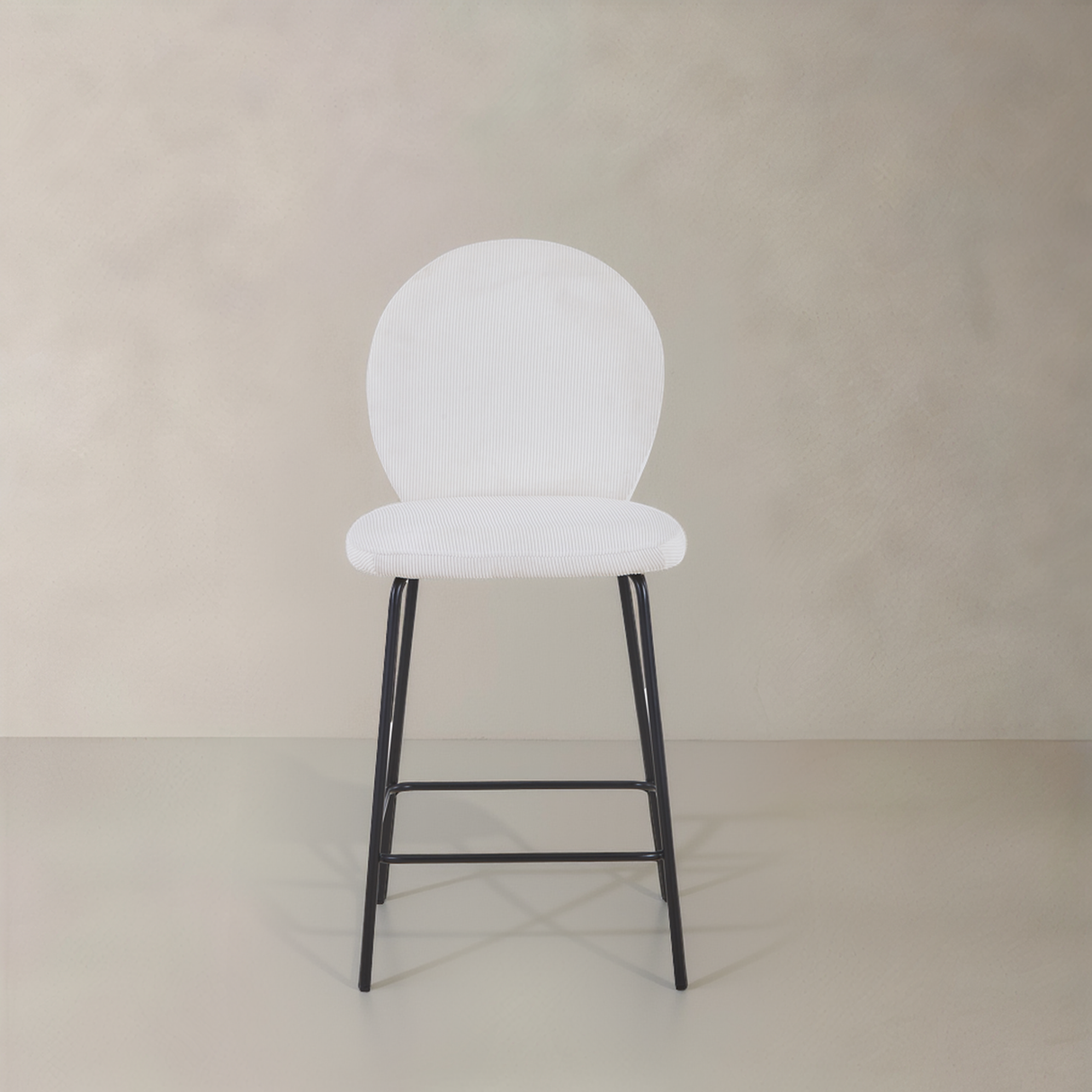 GRETA Corduroy Fabric Counter Stool, Cream, 65cm