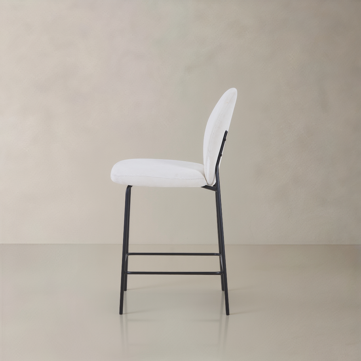 GRETA Corduroy Fabric Counter Stool, Cream, 65cm