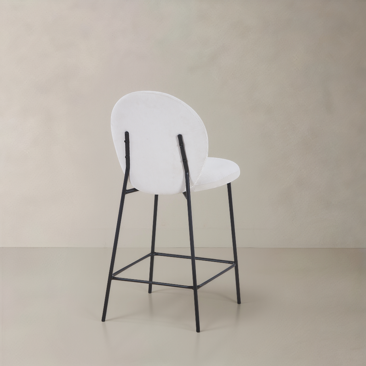 GRETA Corduroy Fabric Counter Stool, Cream, 65cm