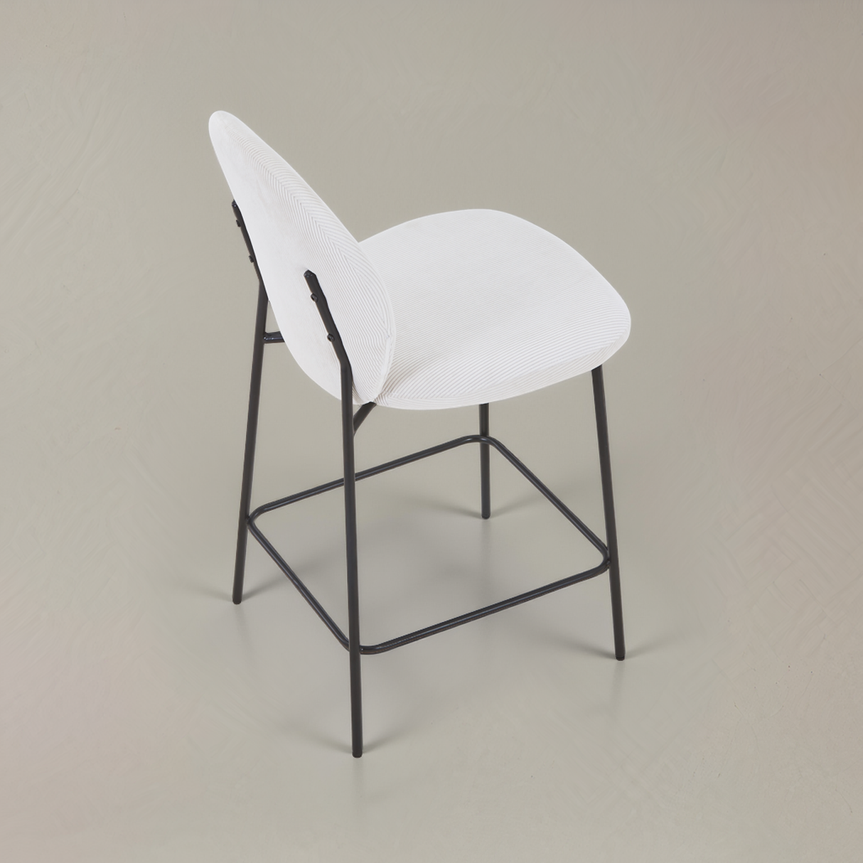 GRETA Corduroy Fabric Counter Stool, Cream, 65cm