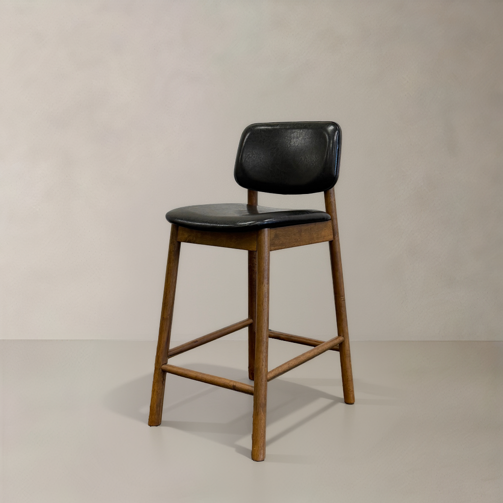IVY Solid Wood Counter Stool, Black, 65cm