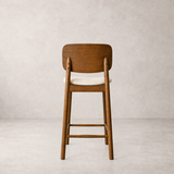 Tabouret de comptoir en bois massif Ivy - Chêne fumé et Ivoire chiné