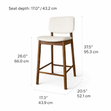 Tabouret de comptoir en bois massif Ivy - Chêne fumé et Ivoire chiné