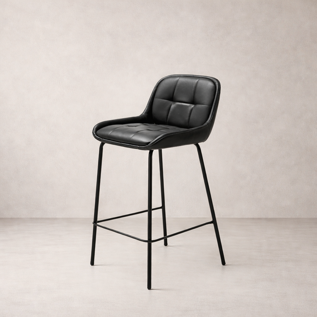 Petra Leather Counter Stool - Black