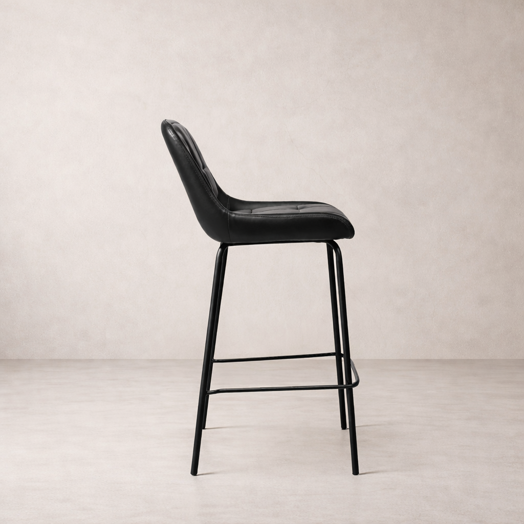 Petra Leather Counter Stool - Black