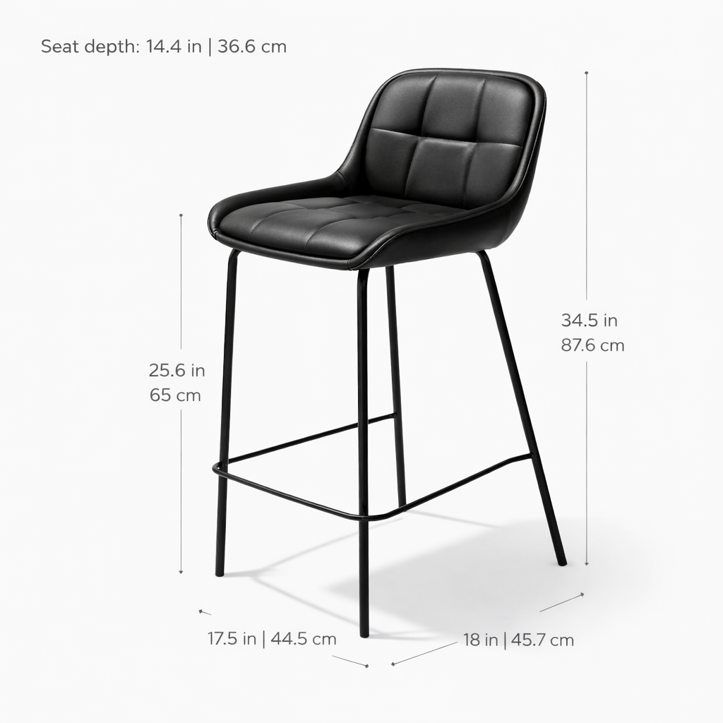 Petra Leather Counter Stool - Black