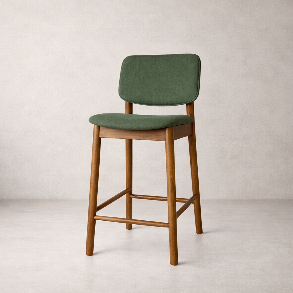 Ivy Solid Wood Counter Stool - Smoked Oak and Moss Green