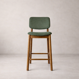 Ivy Solid Wood Counter Stool - Smoked Oak and Moss Green