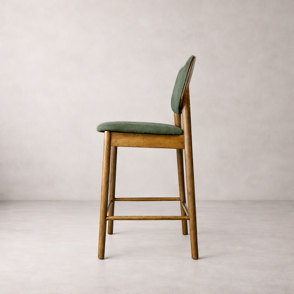 Ivy Solid Wood Counter Stool - Smoked Oak and Moss Green