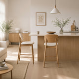 Ivy Solid Wood Counter Stool - Natural Oak and Heathered Ivory