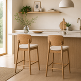 Ivy Solid Wood Counter Stool - Natural Oak and Heathered Ivory