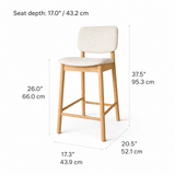 Ivy Solid Wood Counter Stool - Natural Oak and Heathered Ivory