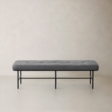 Roma Leather Bench, Grey, 62.9"