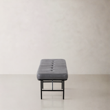 Roma Leather Bench, Grey, 62.9"