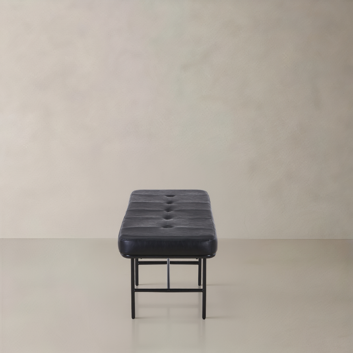 ROMA Leather Bench, Black