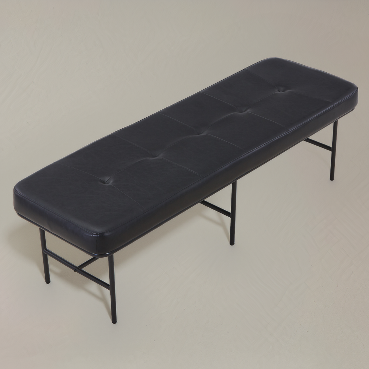ROMA Leather Bench, Black
