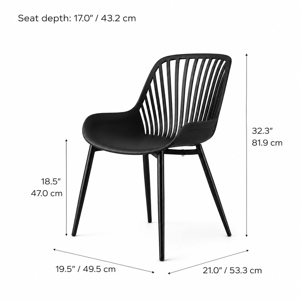 Chaise de salle à manger Pearl, noire