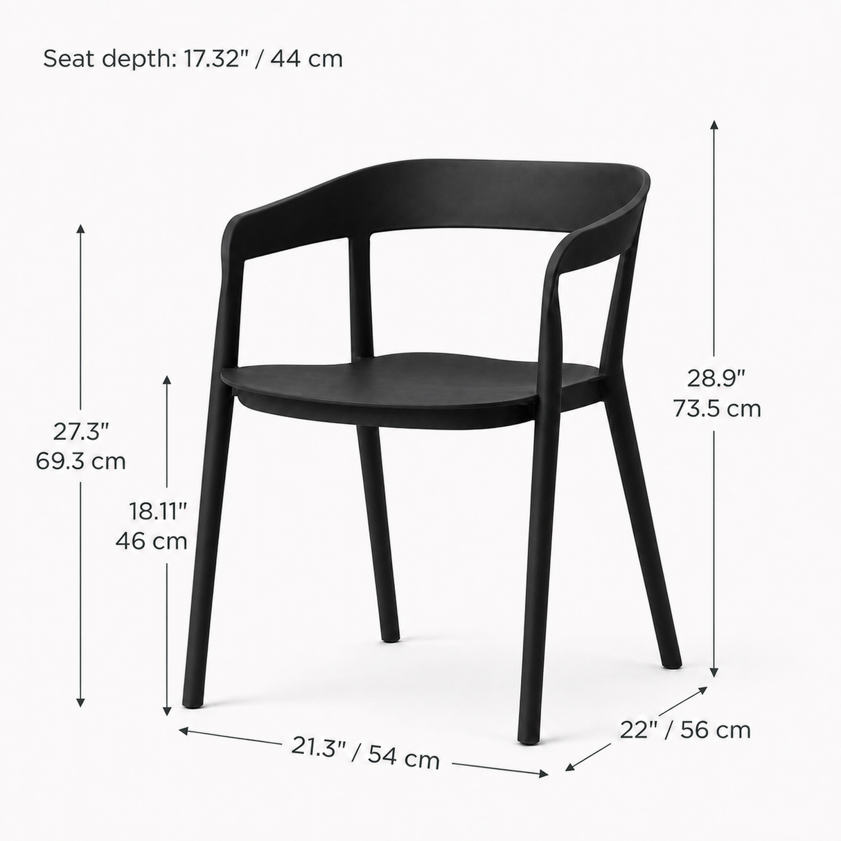 Ridge Stackable Dining Armchair - Black