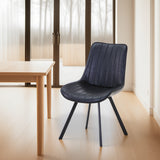 CASSIA Leather Chair with Square Legs, Black