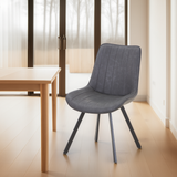 CASSIA Leather Chair with Square Legs, Dark Grey