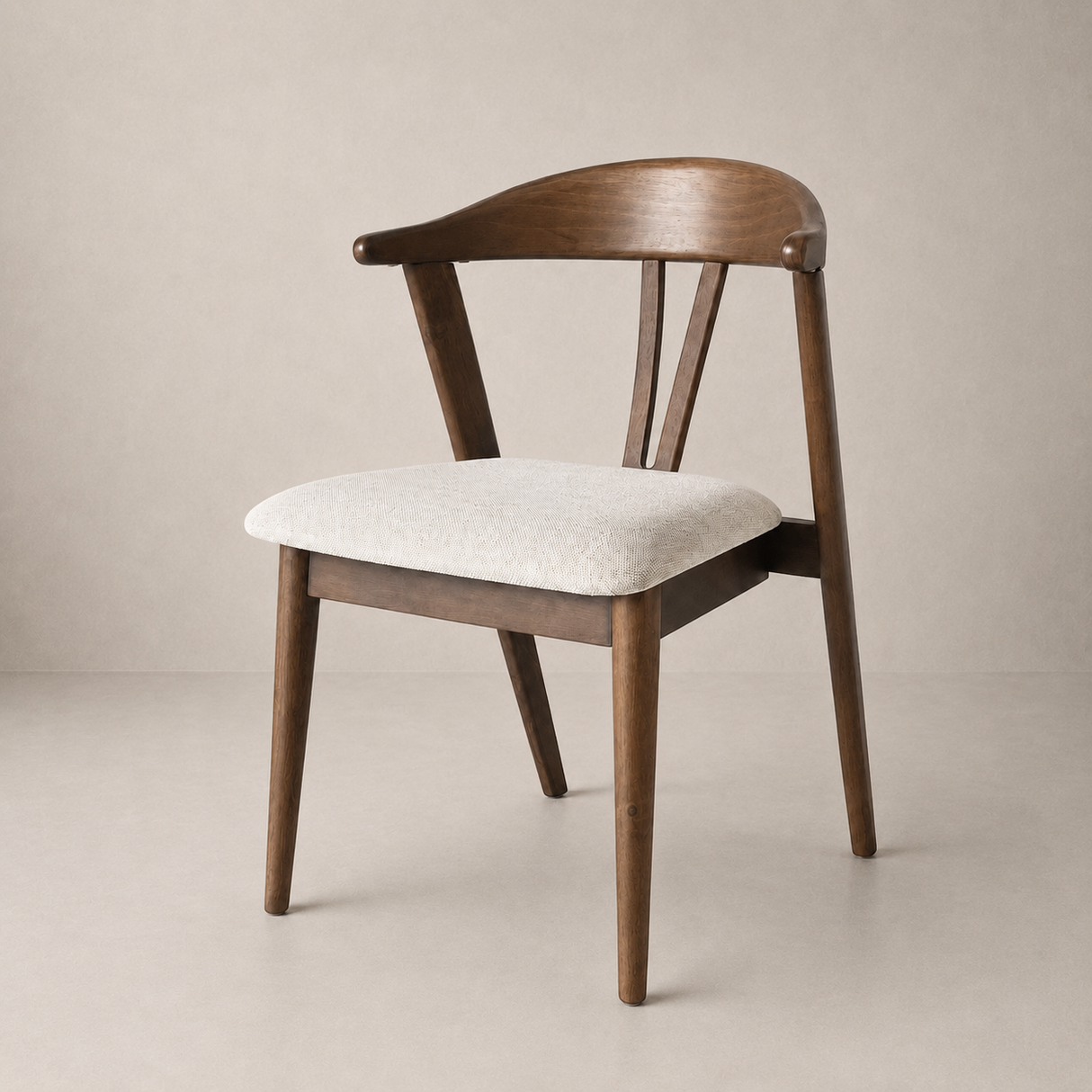 Eliza Solid Wood Dining Chair - Walnut and Heathered Ivory