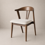 Eliza Solid Wood Dining Chair - Walnut and Heathered Ivory
