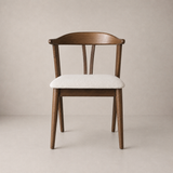 Eliza Solid Wood Dining Chair - Walnut and Heathered Ivory