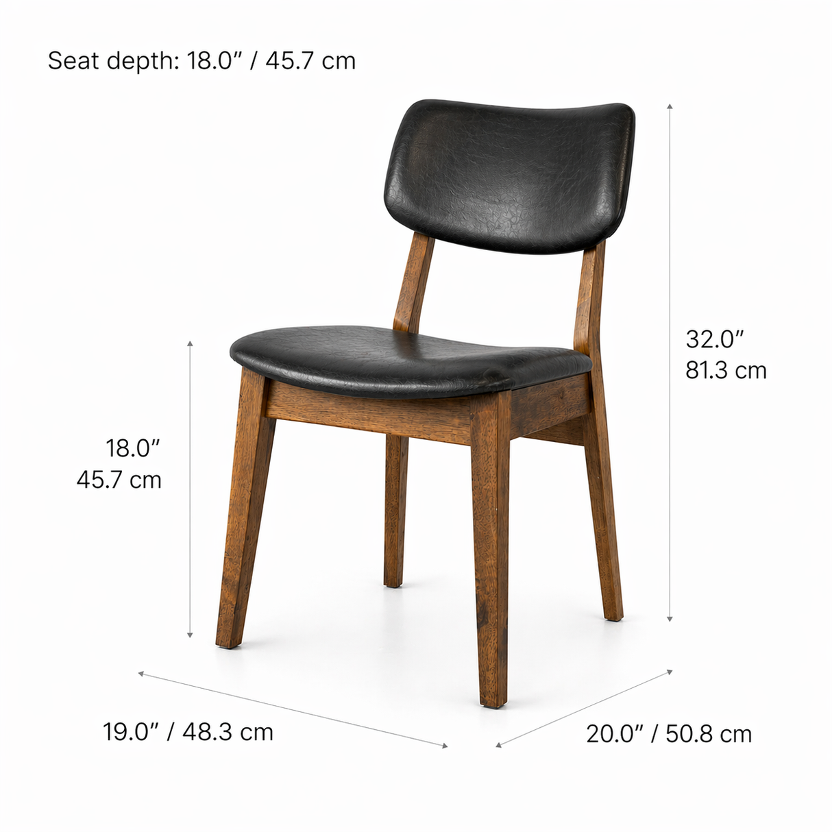 Clara Solid Wood Dining Chair - Smoked Oak and Black