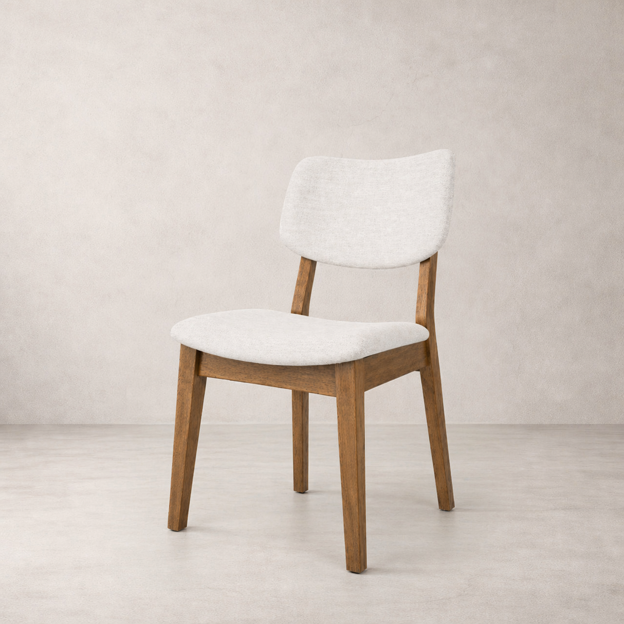 Clara Solid Wood Dining Chair - Smoked Oak and Heathered Ivory