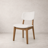 Clara Solid Wood Dining Chair - Smoked Oak and Heathered Ivory