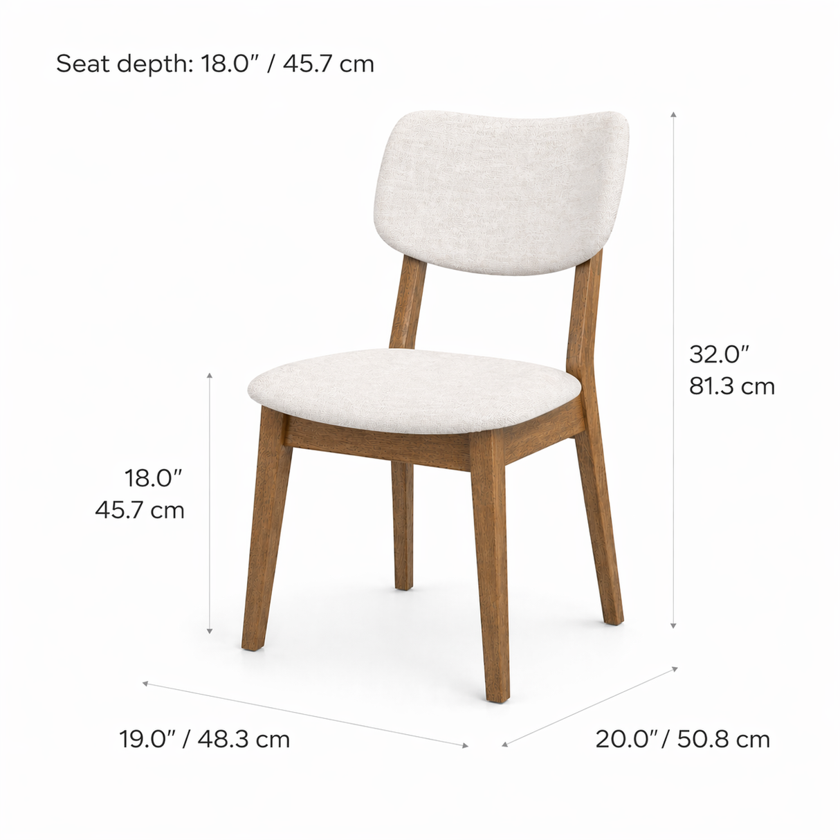 Clara Solid Wood Dining Chair - Smoked Oak and Heathered Ivory