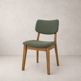 Chaise de salle à manger en bois massif Clara - Chêne fumé et vert mousse