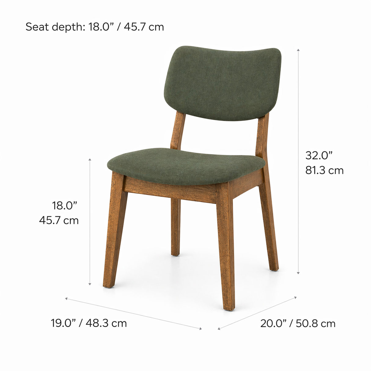 Chaise de salle à manger en bois massif Clara - Chêne fumé et vert mousse