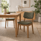 Chaise de salle à manger en bois massif Clara - Chêne fumé et vert mousse
