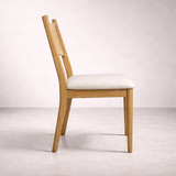 APRIL Chaise de salle à manger en bois massif, crème