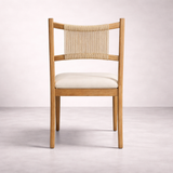 APRIL Chaise de salle à manger en bois massif, crème