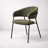 Chaise de salle à manger en tissu bouclé Geneva - Vert olive