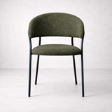 Chaise de salle à manger en tissu bouclé Geneva - Vert olive