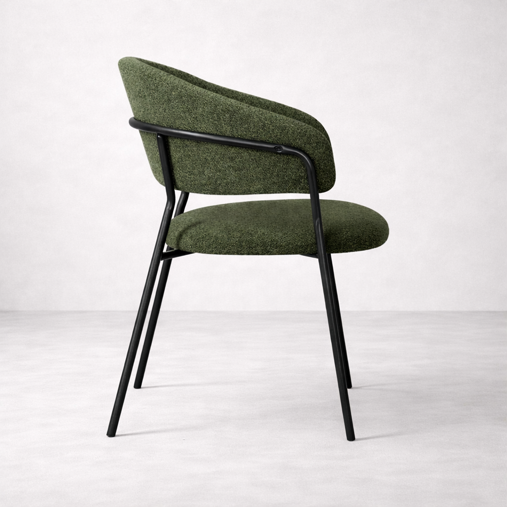 Chaise de salle à manger en tissu bouclé Geneva - Vert olive
