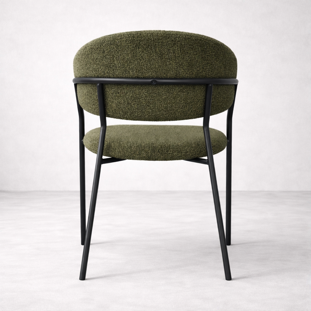 Chaise de salle à manger en tissu bouclé Geneva - Vert olive