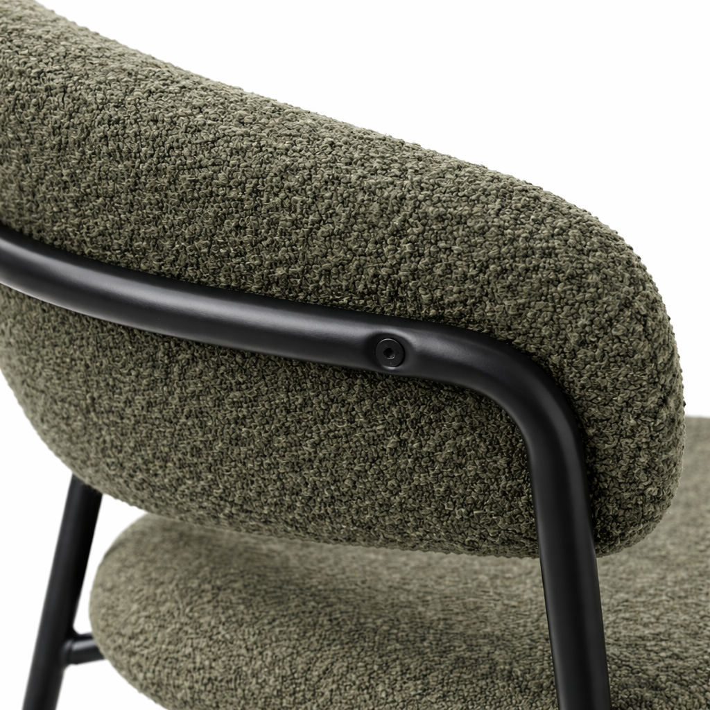 Chaise de salle à manger en tissu bouclé Geneva - Vert olive