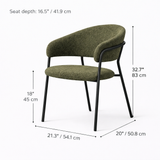 Chaise de salle à manger en tissu bouclé Geneva - Vert olive